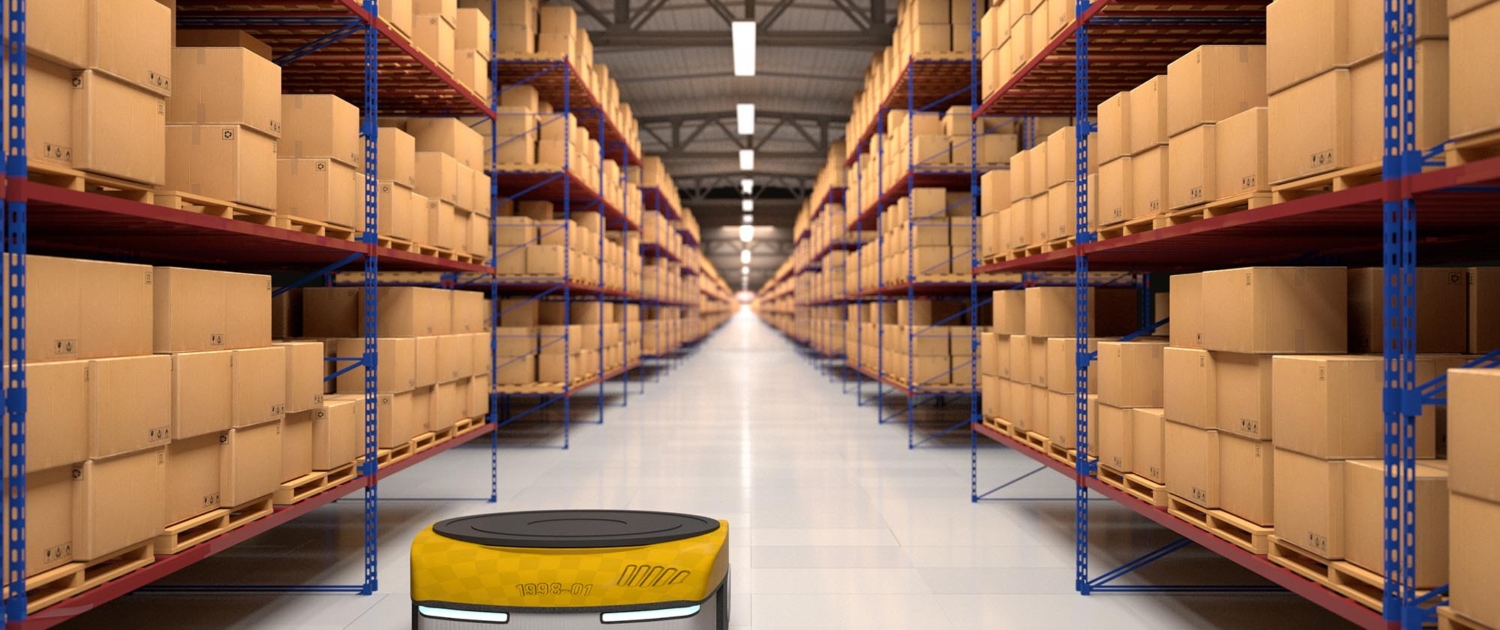 Autonomous robot working inside a warehouse