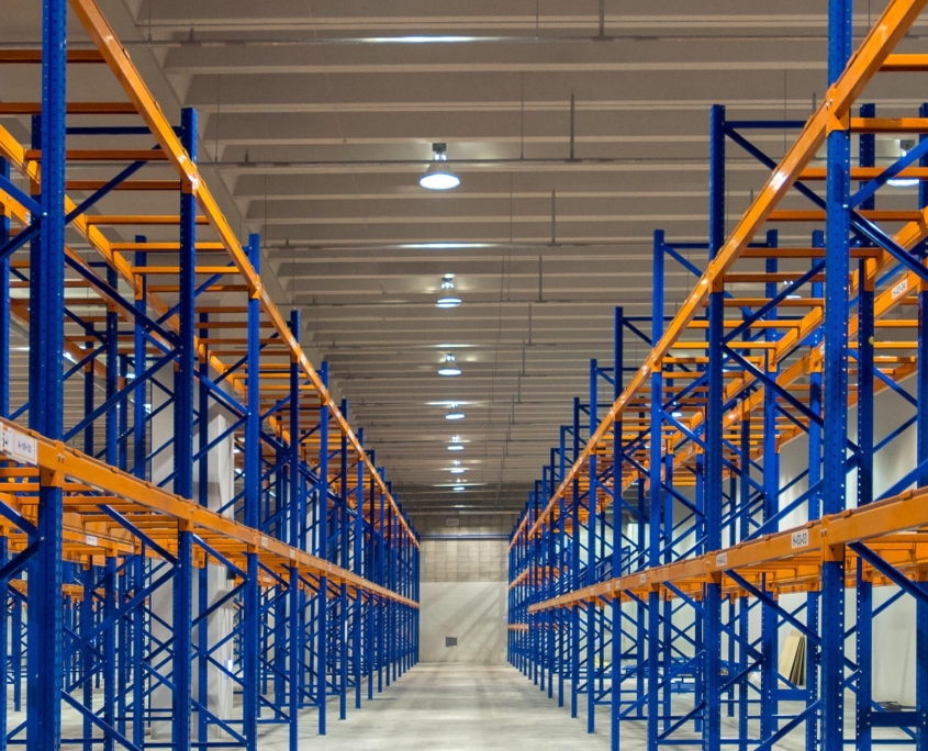 Pallet racks in warehouse